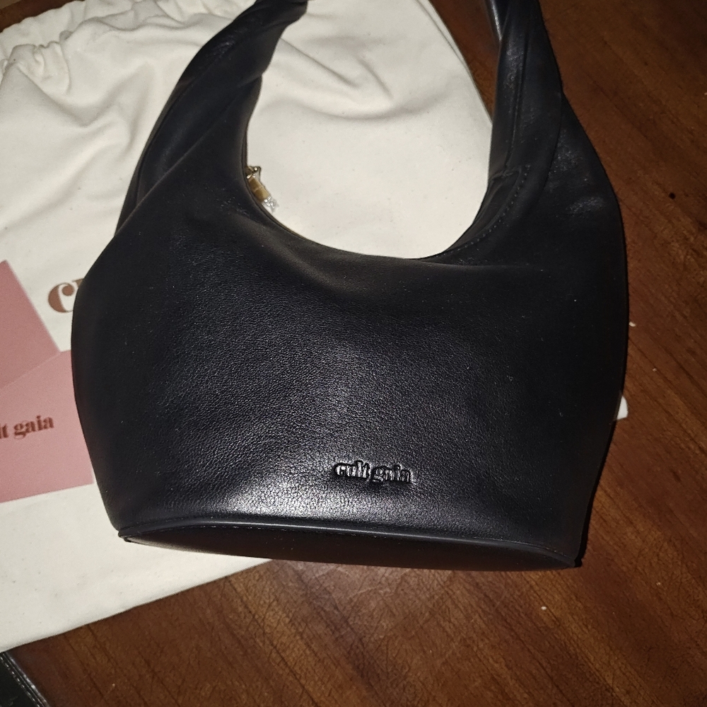 Cult Gaia Black Mini Hobo Bag with Gold Handle. - Picture 11 of 16